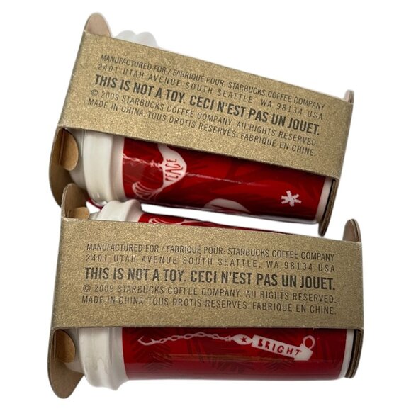 Starbucks Ornaments Lot 2 Holiday Red Joy Wish 2009 New In Box - Picture 3 of 6